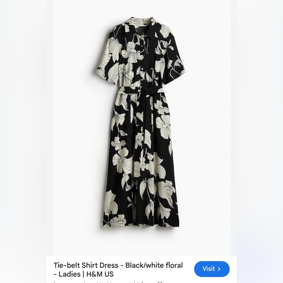 H&M Black and Cream Floral Long Sleeve Dress #100 - Picture 1 of 3